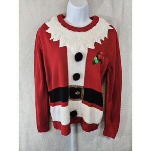 Forever 21 Womens Small Ugly Christmas Sweater Red Holiday Santa Party Knit